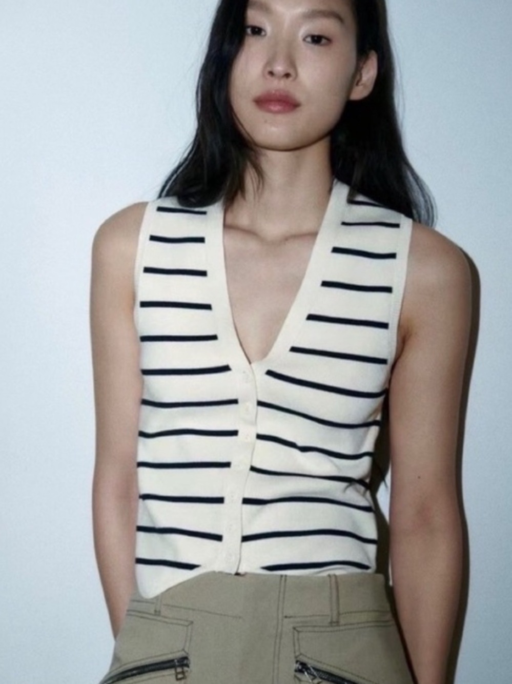 Zara cream Striped knit Vest top